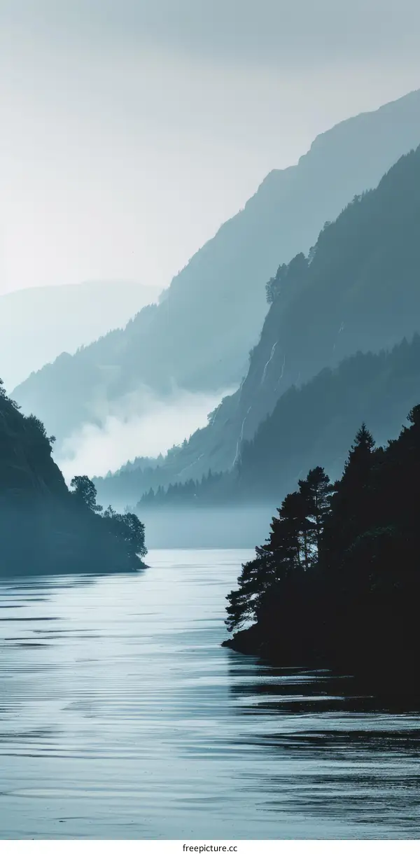 Misty Mountains and Lake
