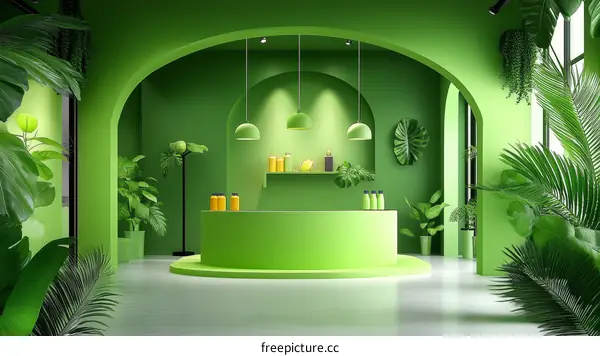 Modern Green Juice Bar Interior Design