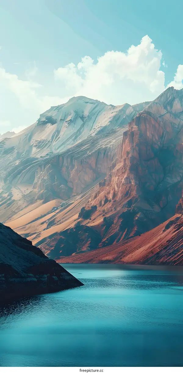 Mountain Range and Lake in a Scenic Landscape