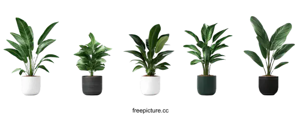 [Transparent Background PNG]Collection of potted plants in various styles