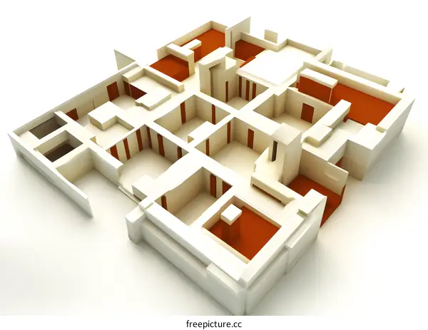 3D Model of a House Floor Plan