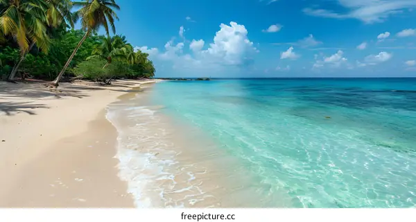Tropical paradise beach with white sand and turquoise water