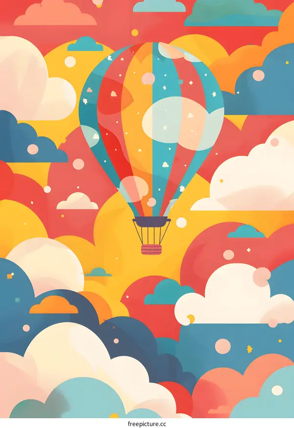 Colorful Hot Air Balloon Flying in the Sky