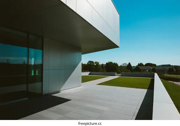 Modern Architectural Design with Large Glass Facade and Open Space