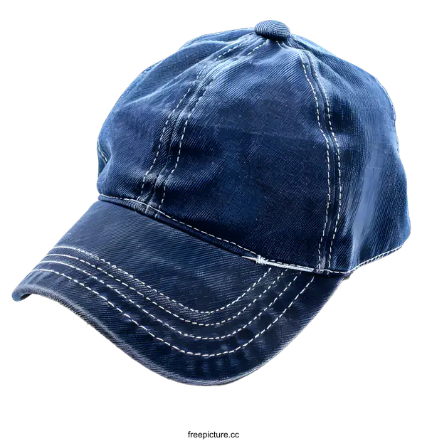 [Transparent Background PNG]Blue Denim Baseball Cap Isolated on White Background