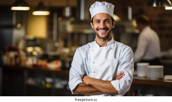 Portrait of a smiling chef in a commercial kitchen