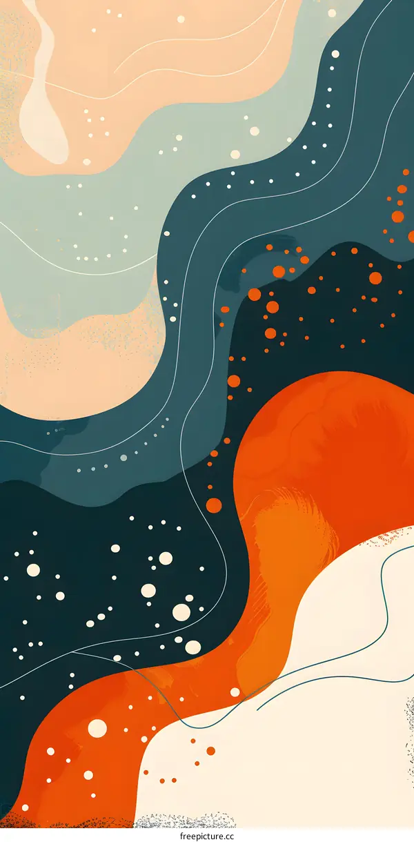 Abstract Background with Wavy Lines and Colorful Shapes