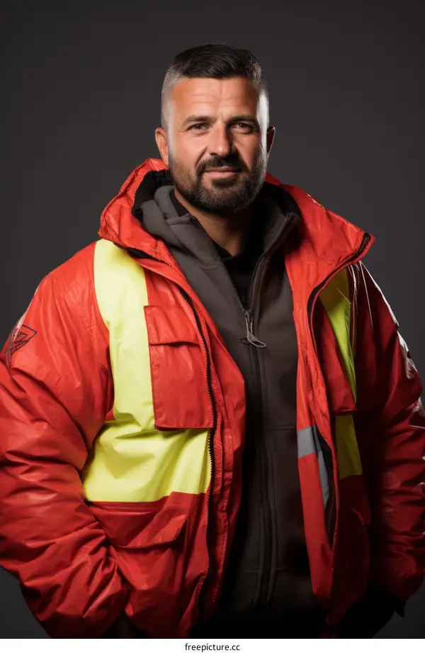 Portrait of a male firefighter in protective gear