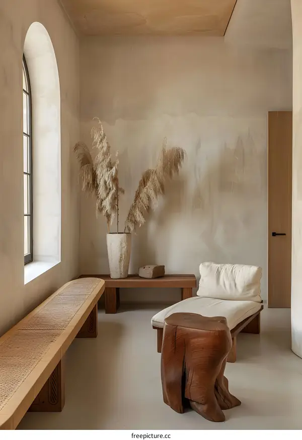 Minimalist Interior Design with Natural Elements and Warm Colors