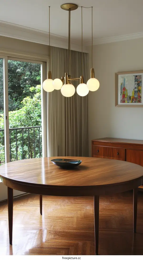 Mid-Century Modern Dining Room Chandelier and Table