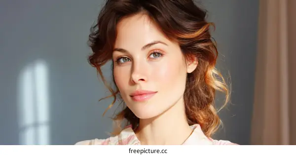 Beautiful Woman with Stunning Makeup and Hairstyle