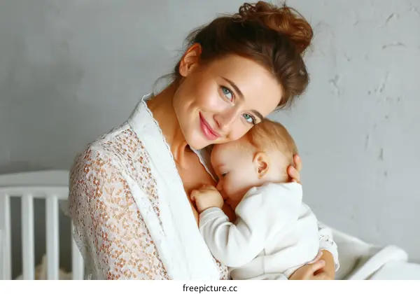 Loving Mother and Baby Embrace