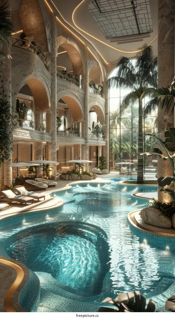 Luxury Indoor Swimming Pool Design with Elegant Architecture