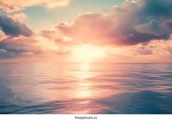 Pink Sunset Over the Ocean