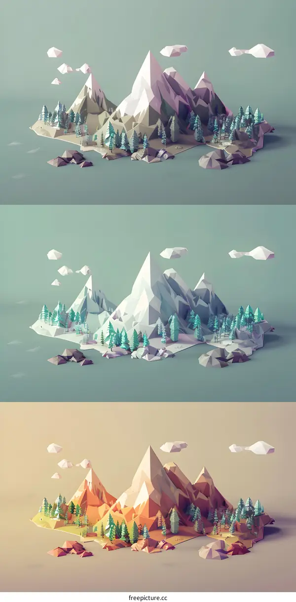 Low Poly Mountain Landscape Illustration