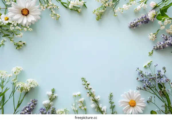 Floral Arrangement on Light Blue Background