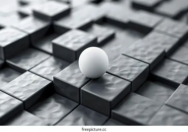 Abstract White Sphere on Black Square Pattern