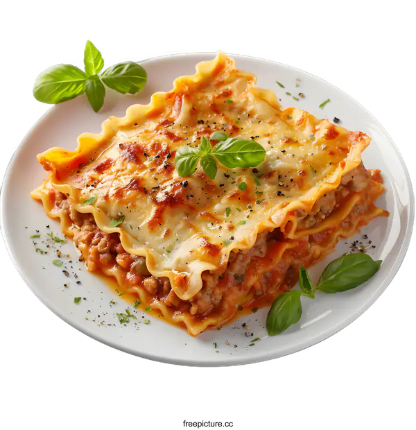 [Transparent Background PNG]lasagna with basil
