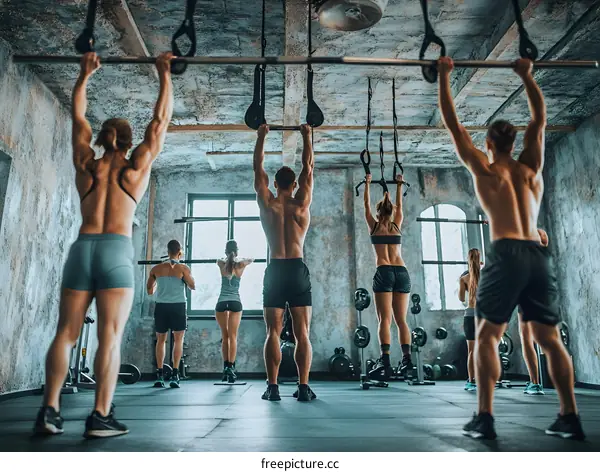 Group of People Exercising in a Gym