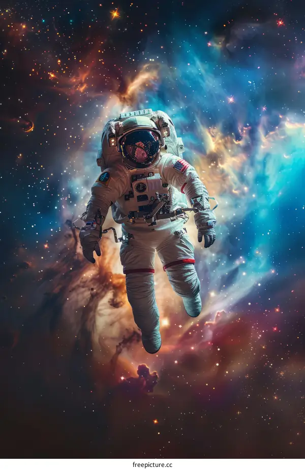 Astronaut Floating in the Vastness of Space