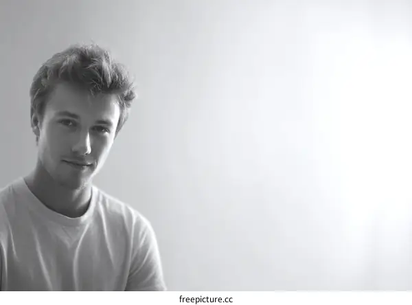Portrait of young man with casual appearance against white background