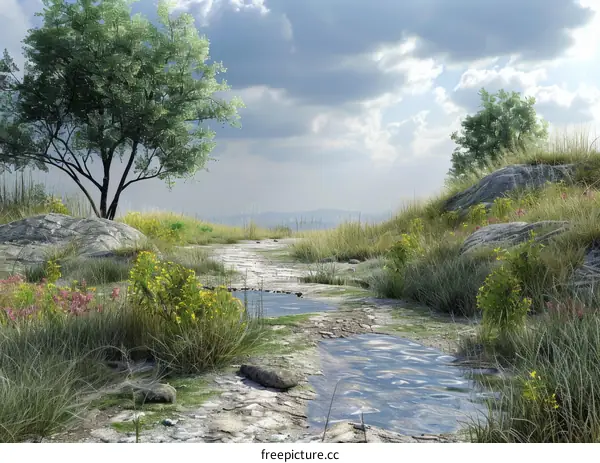 Stone Path Leading Through a Fantasy Landscape