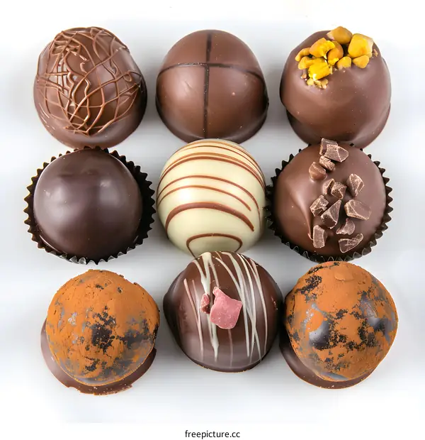 An assortment of delicious chocolate truffles