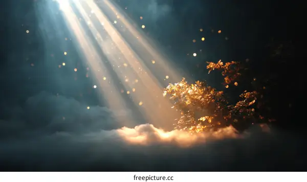 Golden Light Radiating Through a Cloud-like Landscape