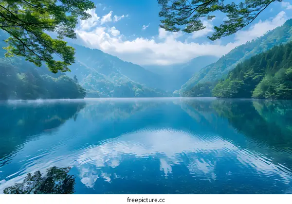 The beautiful scenery of the lake and mountains