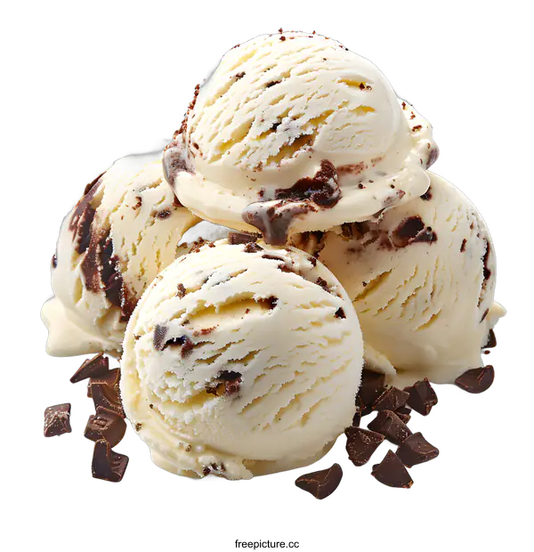 [Transparent Background PNG]Scoops of Vanilla Ice Cream with Chocolate