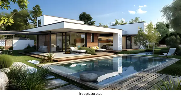 Modern House with Pool and Landscaping Design