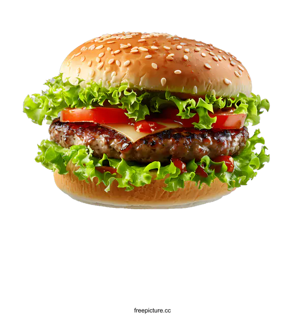 [Transparent Background PNG]Delicious Cheeseburger on White Background