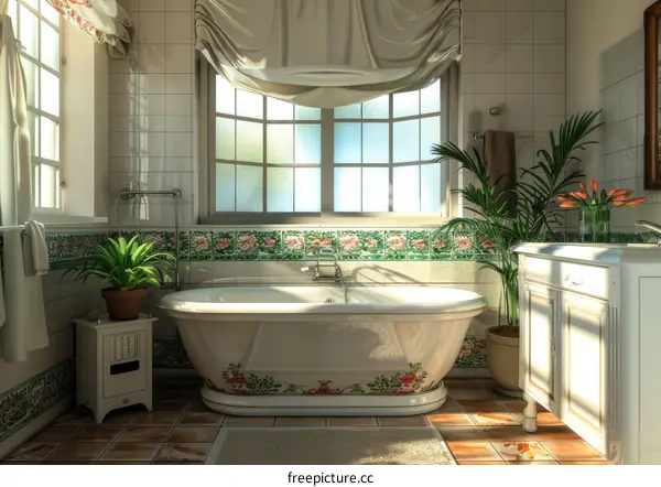 Elegant Vintage Bathroom with Luxurious Tub