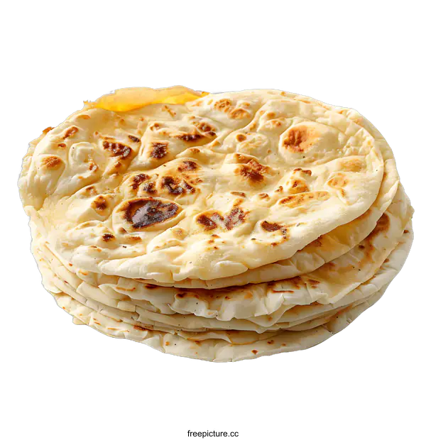 [Transparent Background PNG]Stack of Plain Roti Bread