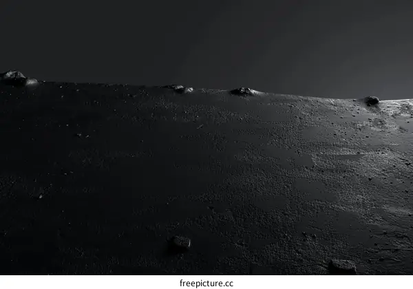 Black and white photo of a rocky moon landscape