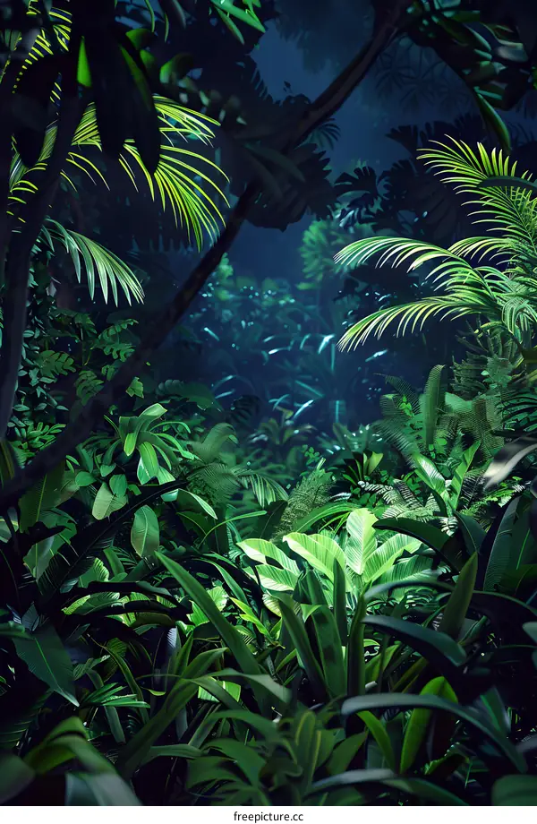 Green Lush Tropical Jungle Foliage