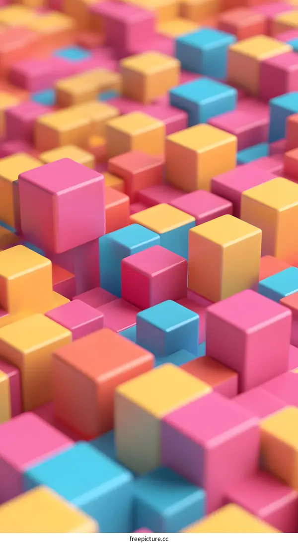 Colorful Abstract 3D Geometric Shapes Pattern