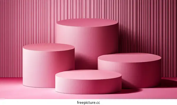 Pink Geometric Cylindrical Display Stands