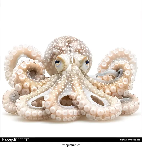 A close up of a white octopus