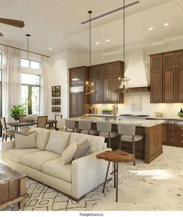 Modern Kitchen and Living Room Interior Design