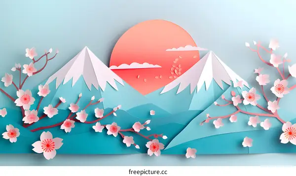 Mount Fuji with cherry blossoms