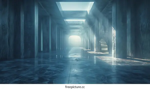 Futuristic Sci-Fi Corridor Lead to Bright Light
