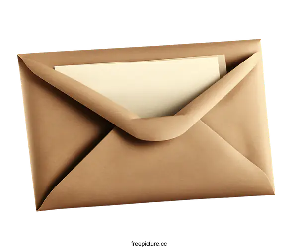 [Transparent Background PNG]Brown Paper Envelope with a White Card Inside