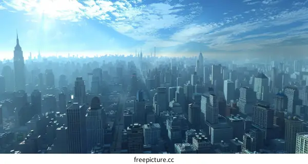 A Breathtaking View of the Manhattan Skyline on a Clear Day