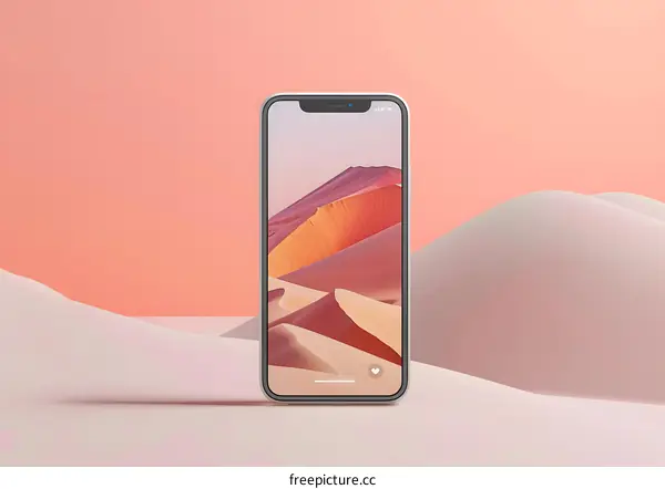 Modern Phone Mockup With Desert Background