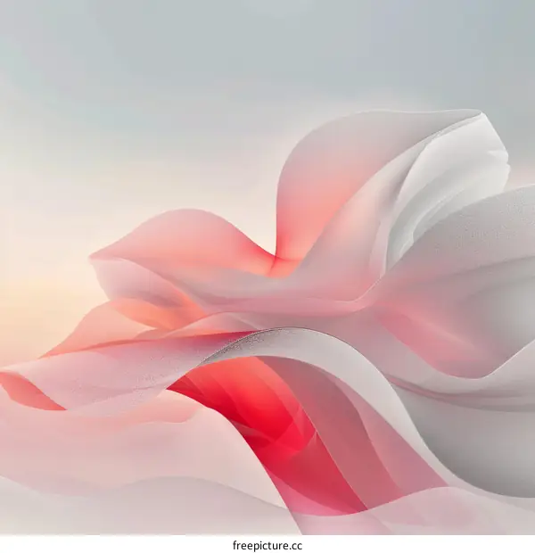 Abstract Pink and White Flowing Shapes