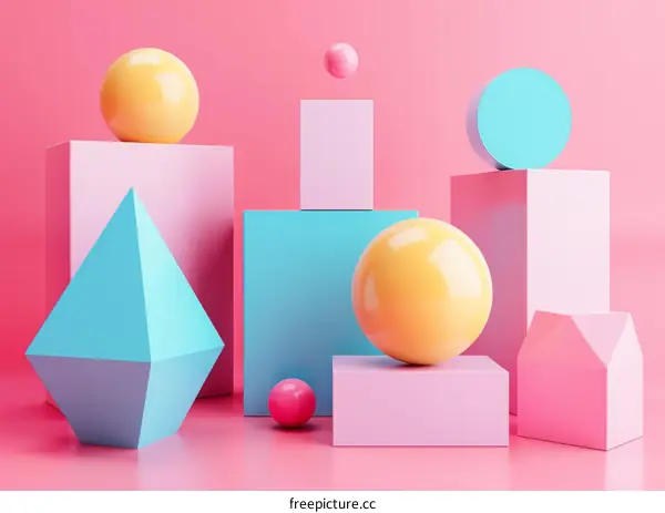 Abstract Pastel Geometric Figures
