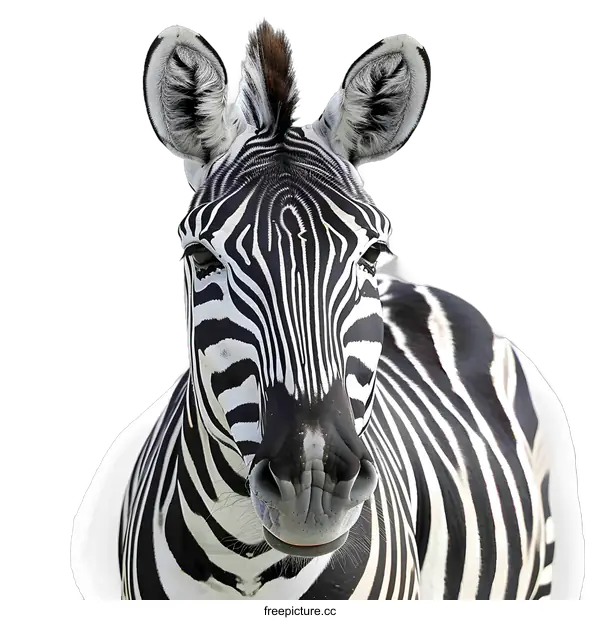 [Transparent Background PNG]Zebra Portrait on White Background