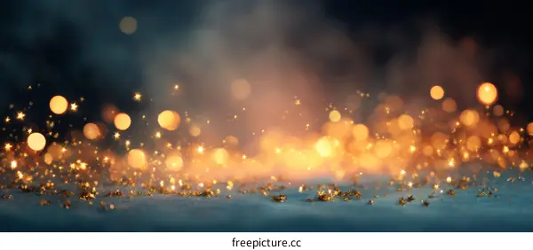 Golden Sparkling Lights Abstract Background