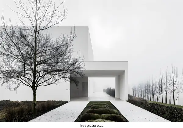 Modern Minimalist White House Architecture Entrance Design